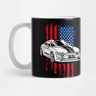 Patriotic American Flag USA V8 Muscle Car Pony Mustang GT Mug